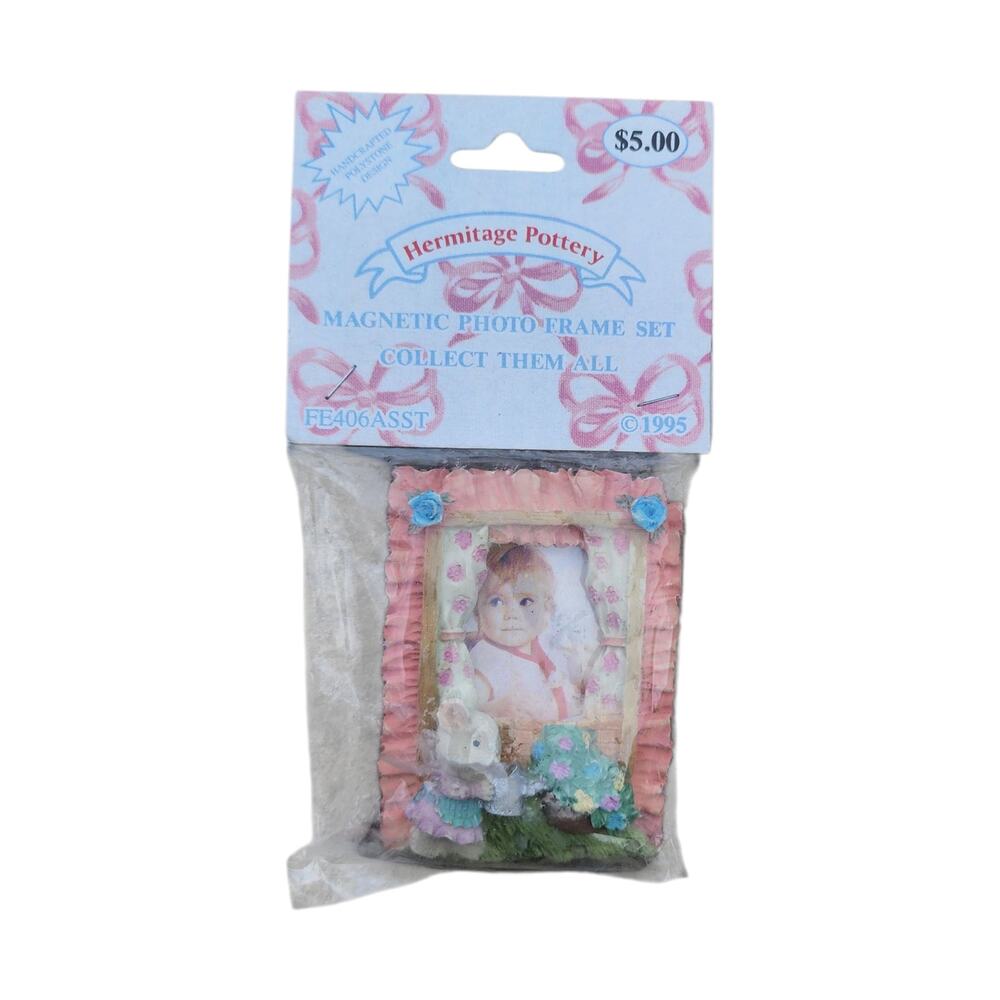 Vintage Hermitage Pottery Magnetic Photo Frame Handcrafted Polystone Garden NIP